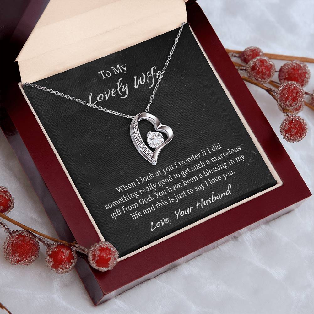 My Lovely Wife Forever Love Necklace, Romantic Anniversary Gift for Wife, Wife Birthday Gift, Necklace for Wife