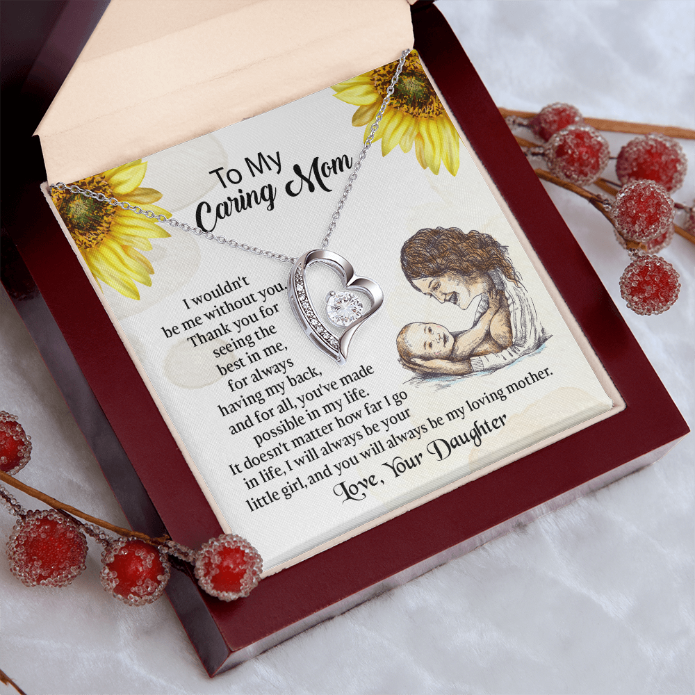 To My Mom Forever Love Necklace, Mothers Day Necklace, Mom Birthday Gift from Daughter, Message Card Jewelry For Mom