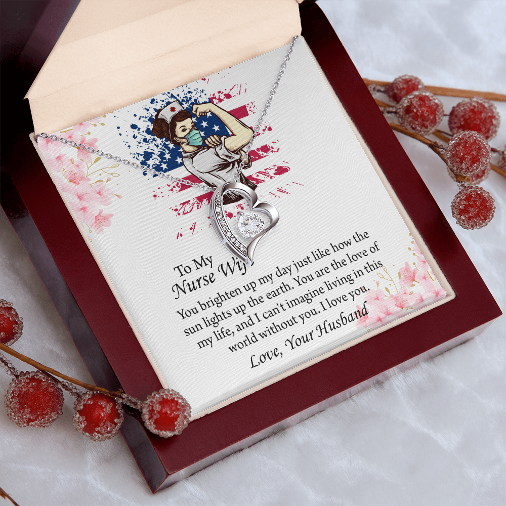 To My Nurse Wife Forever Love Necklace, Anniversary Gift for Wife, Wife Birthday Gift, Nurse Graduation Jewelry Gifts
