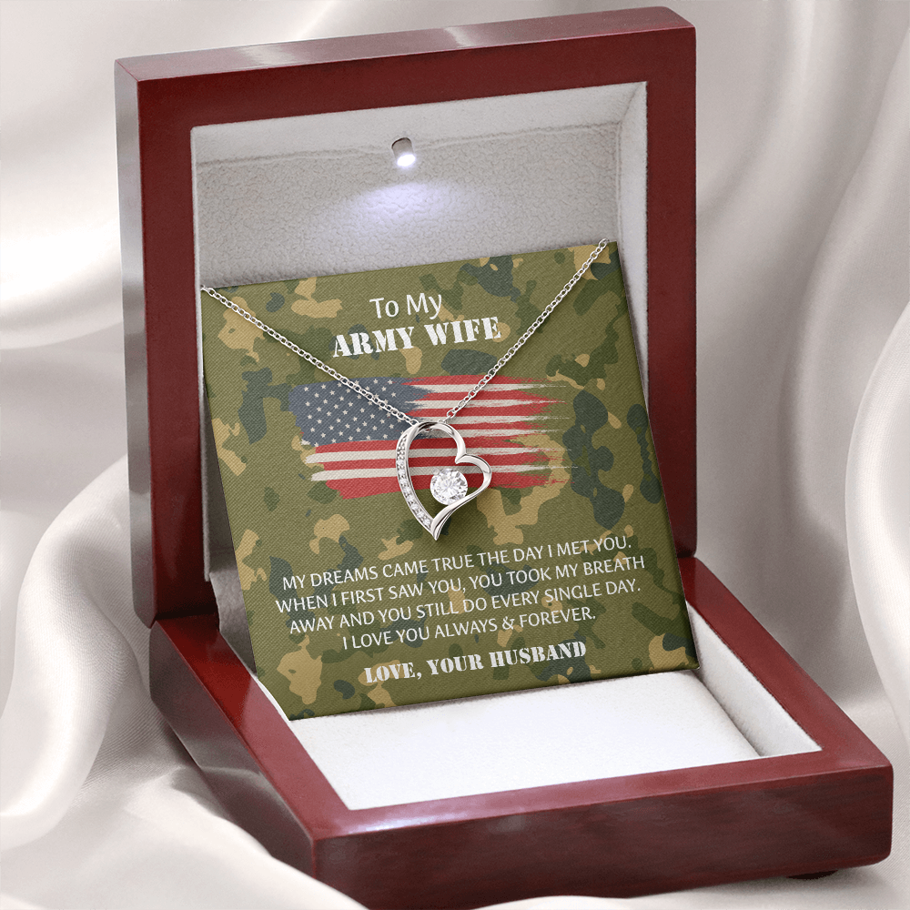 Army Wife Forever Love Necklace, Military Wife Gift, Gift from Husband to Wife, Anniversary Gift for Army Wife