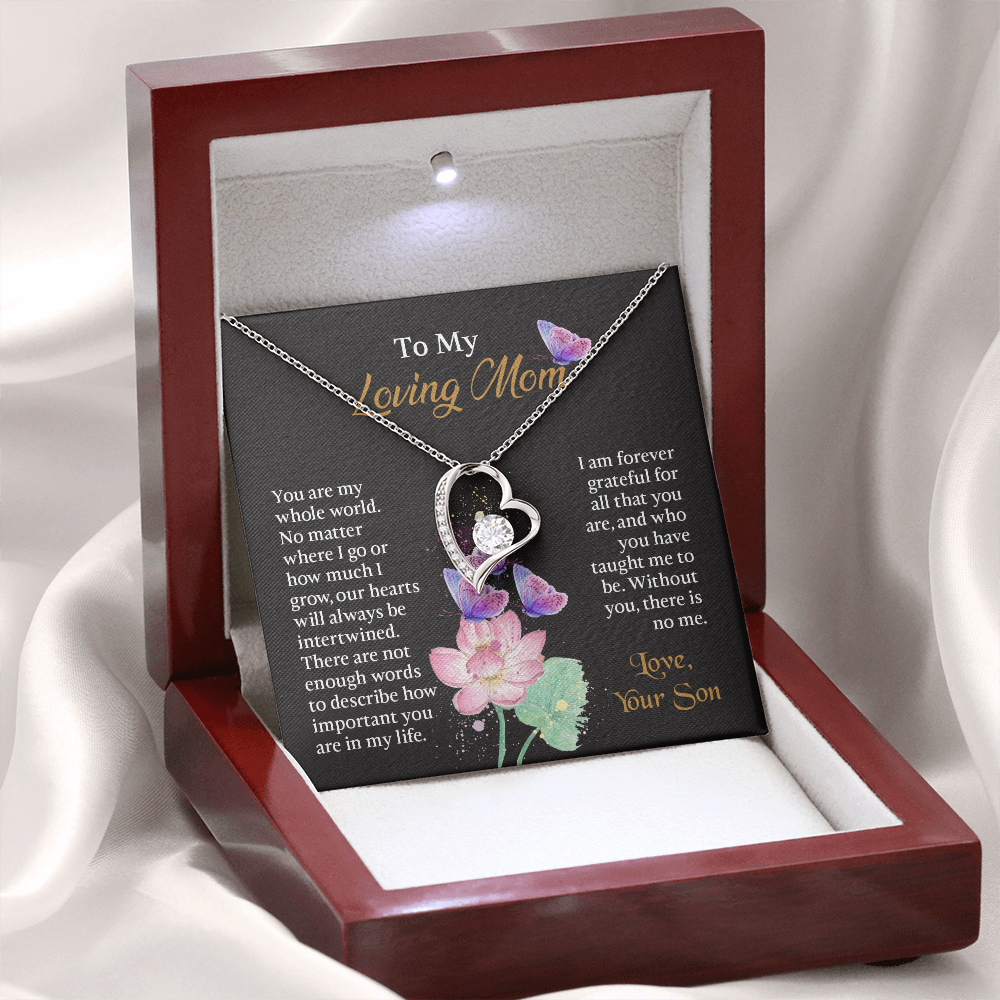 To My Mom Necklace, Mothers Day Necklace To Mom, Mom Birthday Gift from Son, Message Card Jewelry For Mom