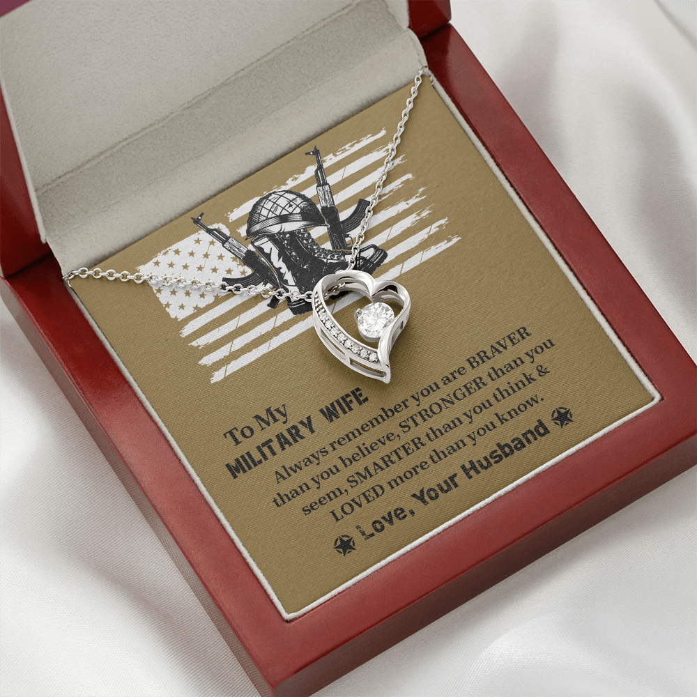 To My Military Wife Forever Love Necklace, Military Wife Gift, Gift from Husband to Wife, Anniversary Gift for Army Wife