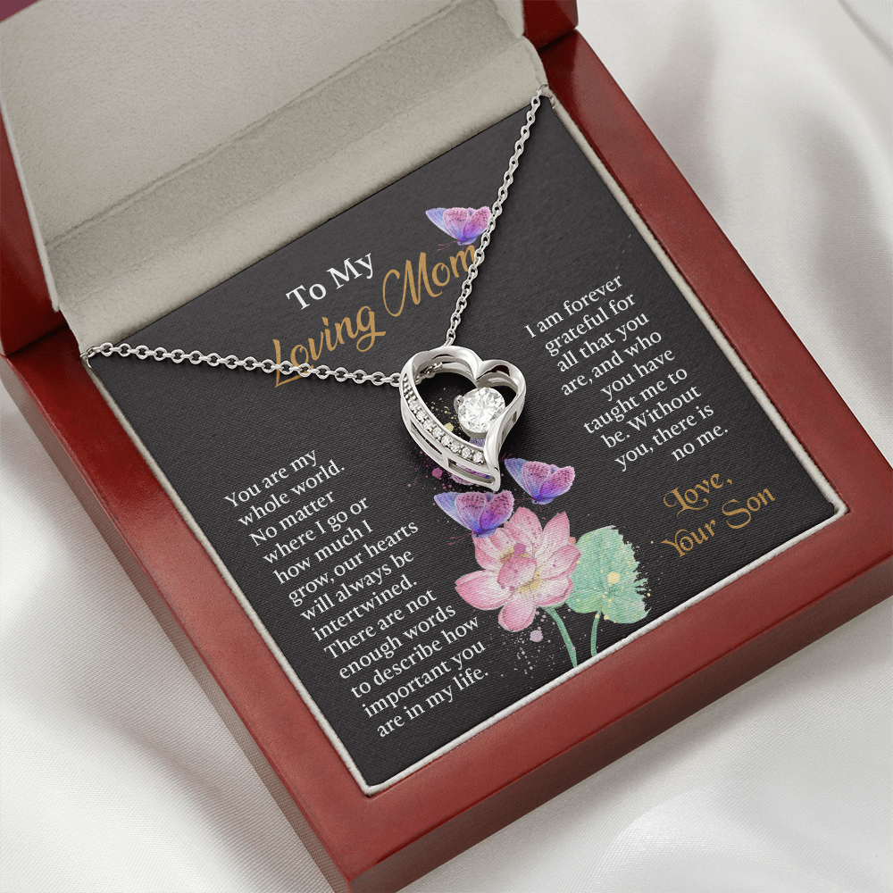 To My Mom Necklace, Mothers Day Necklace To Mom, Mom Birthday Gift from Son, Message Card Jewelry For Mom