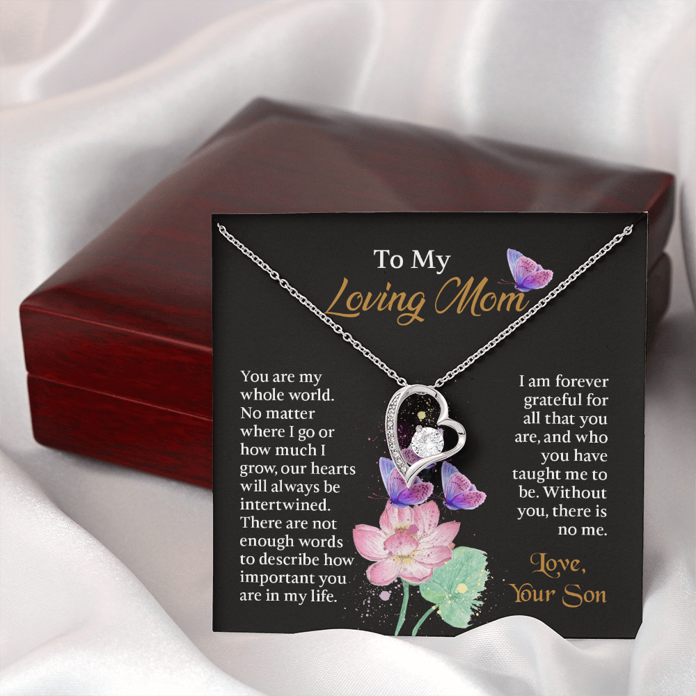 To My Mom Necklace, Mothers Day Necklace To Mom, Mom Birthday Gift from Son, Message Card Jewelry For Mom