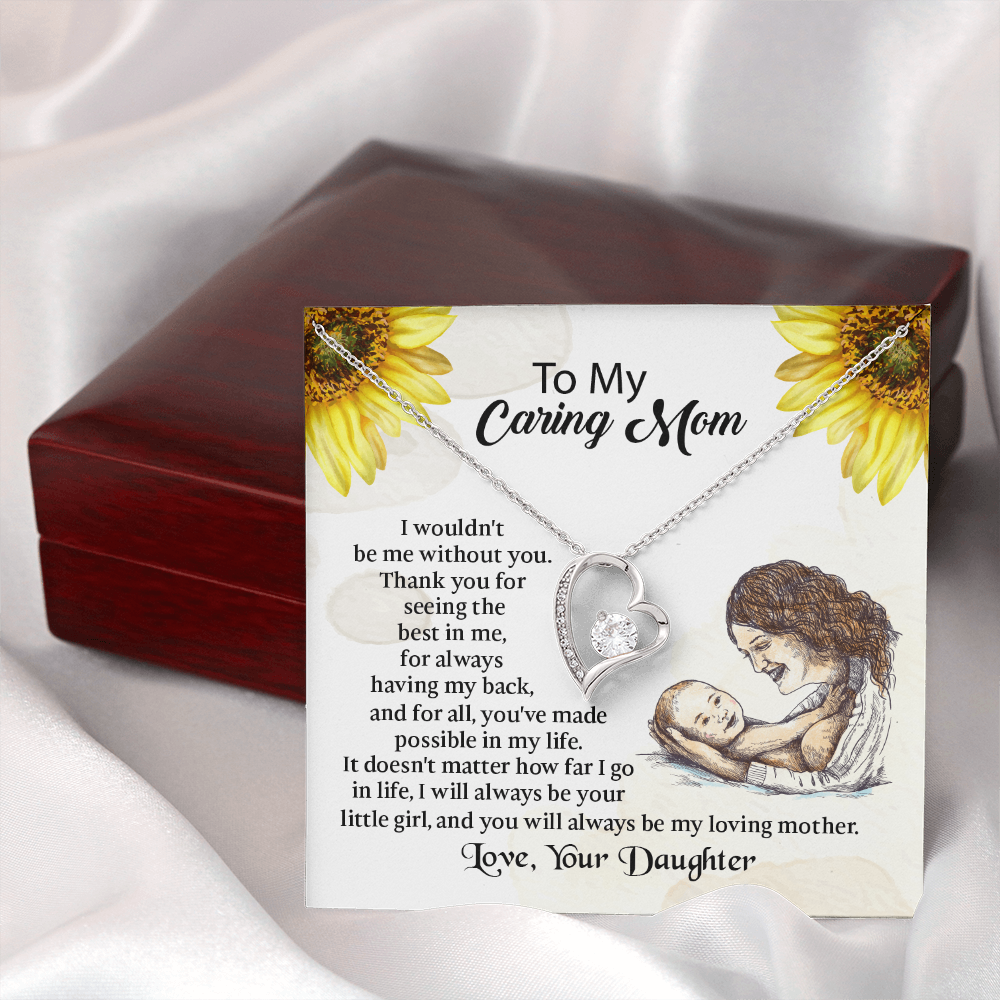 To My Mom Forever Love Necklace, Mothers Day Necklace, Mom Birthday Gift from Daughter, Message Card Jewelry For Mom