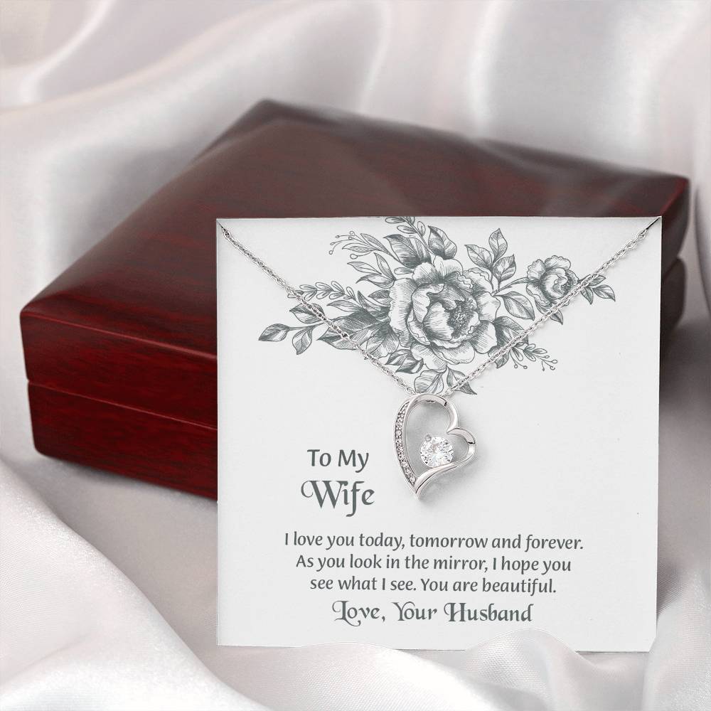 To My Wife Forever Love Necklace, Necklace For Wife, Anniversary Gift For Wife, Wife Birthday Gift