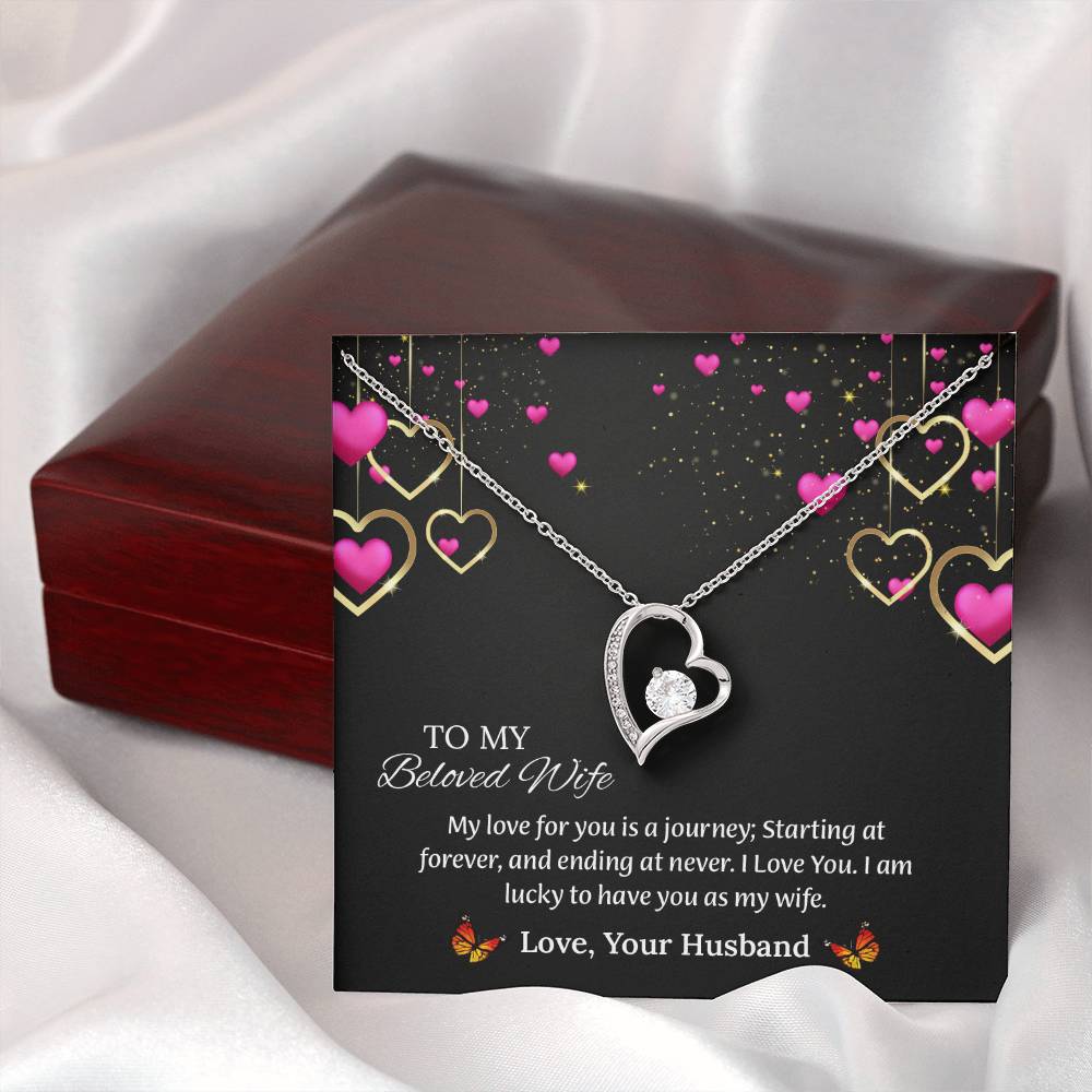 To My Beloved Wife Forever Love Necklace, Anniversary Gift For Wife, Wife Birthday Gift, Necklace For Wife