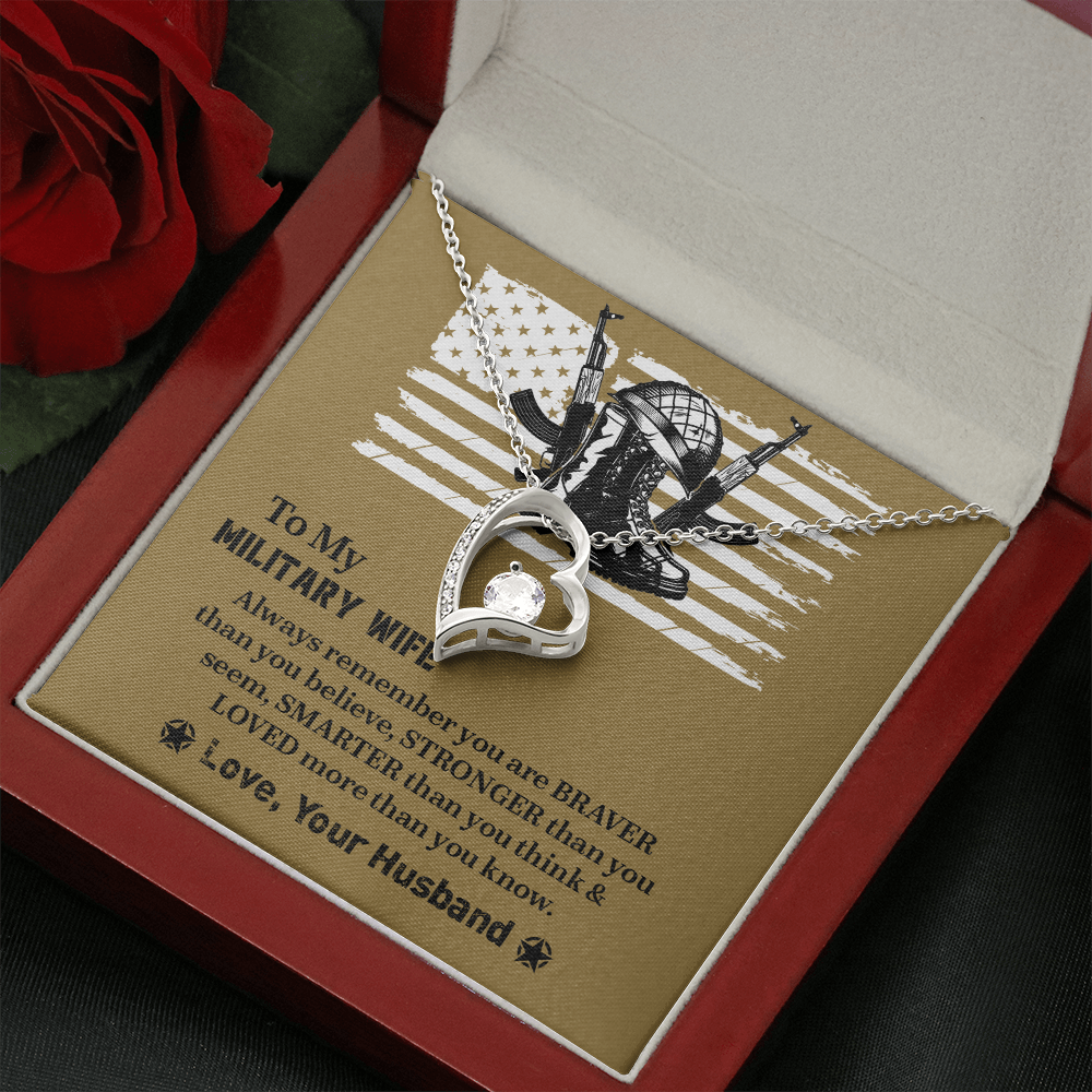 To My Military Wife Forever Love Necklace, Military Wife Gift, Gift from Husband to Wife, Anniversary Gift for Army Wife