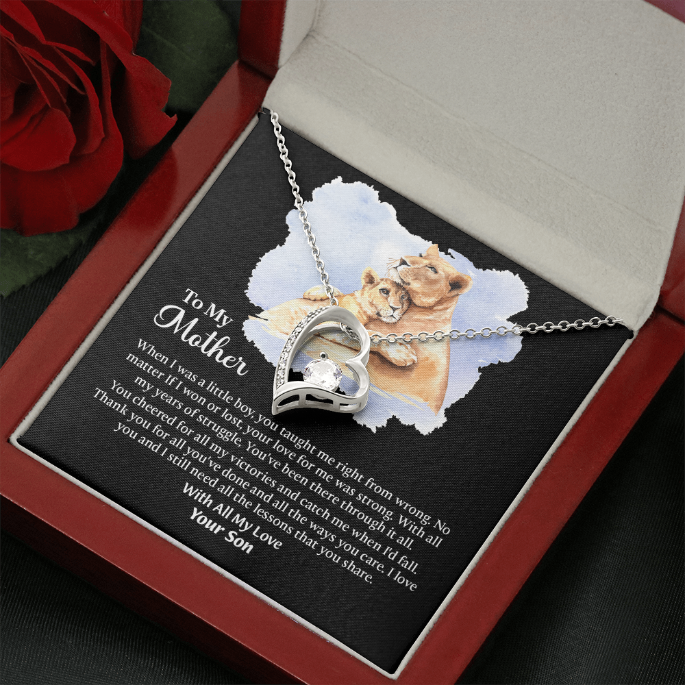 To My Mother Forever Love Necklace, Mom Birthday Gift From Son, Mothers Day Necklace To Mom, Message Card Jewelry For Mom