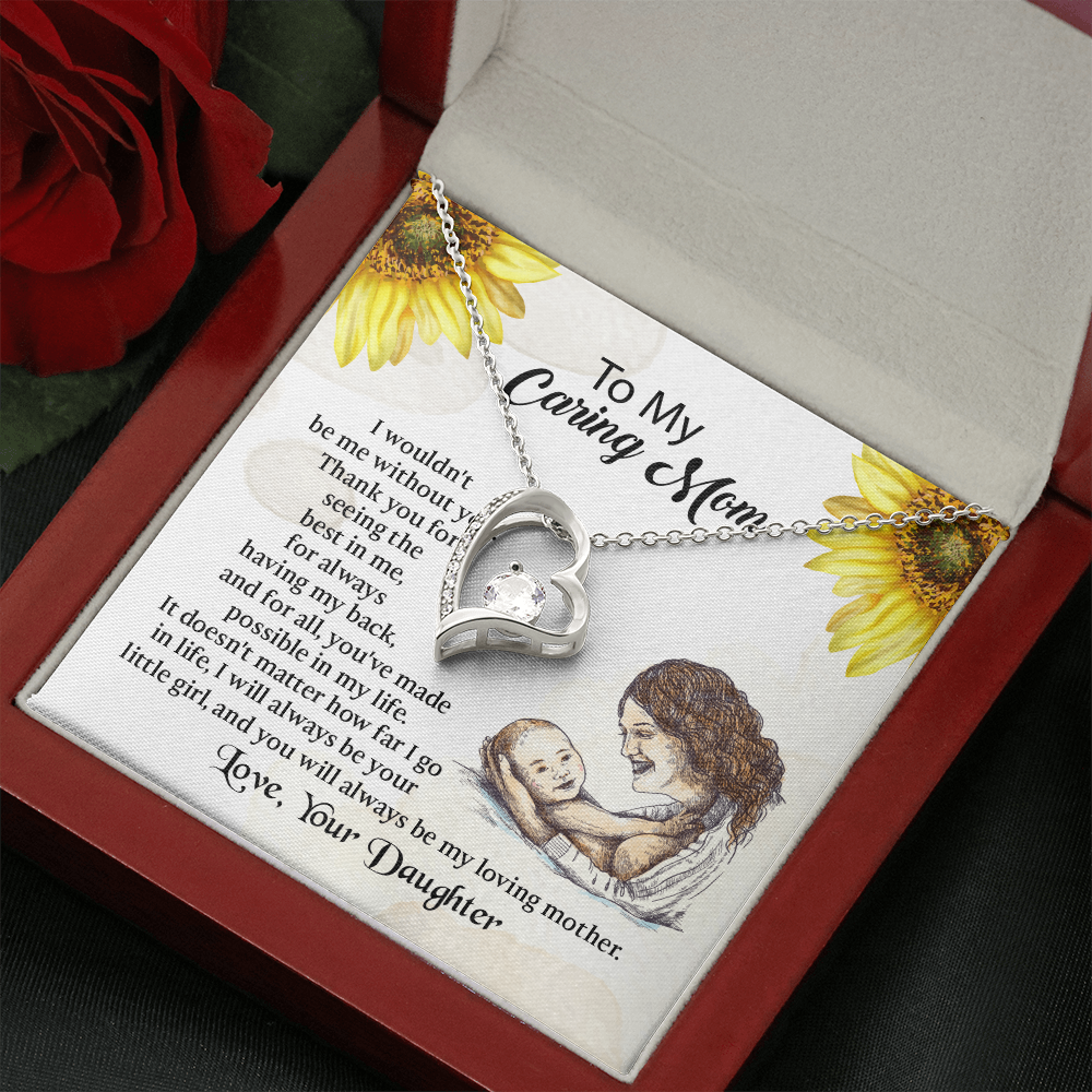 To My Mom Forever Love Necklace, Mothers Day Necklace, Mom Birthday Gift from Daughter, Message Card Jewelry For Mom