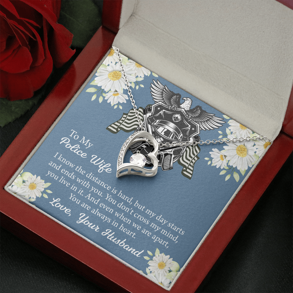 To My Police Wife Forever Love Necklace, Gift for Police Officer Wife, Police Wife Anniversary Present, Husband To Wife Birthday Gifts