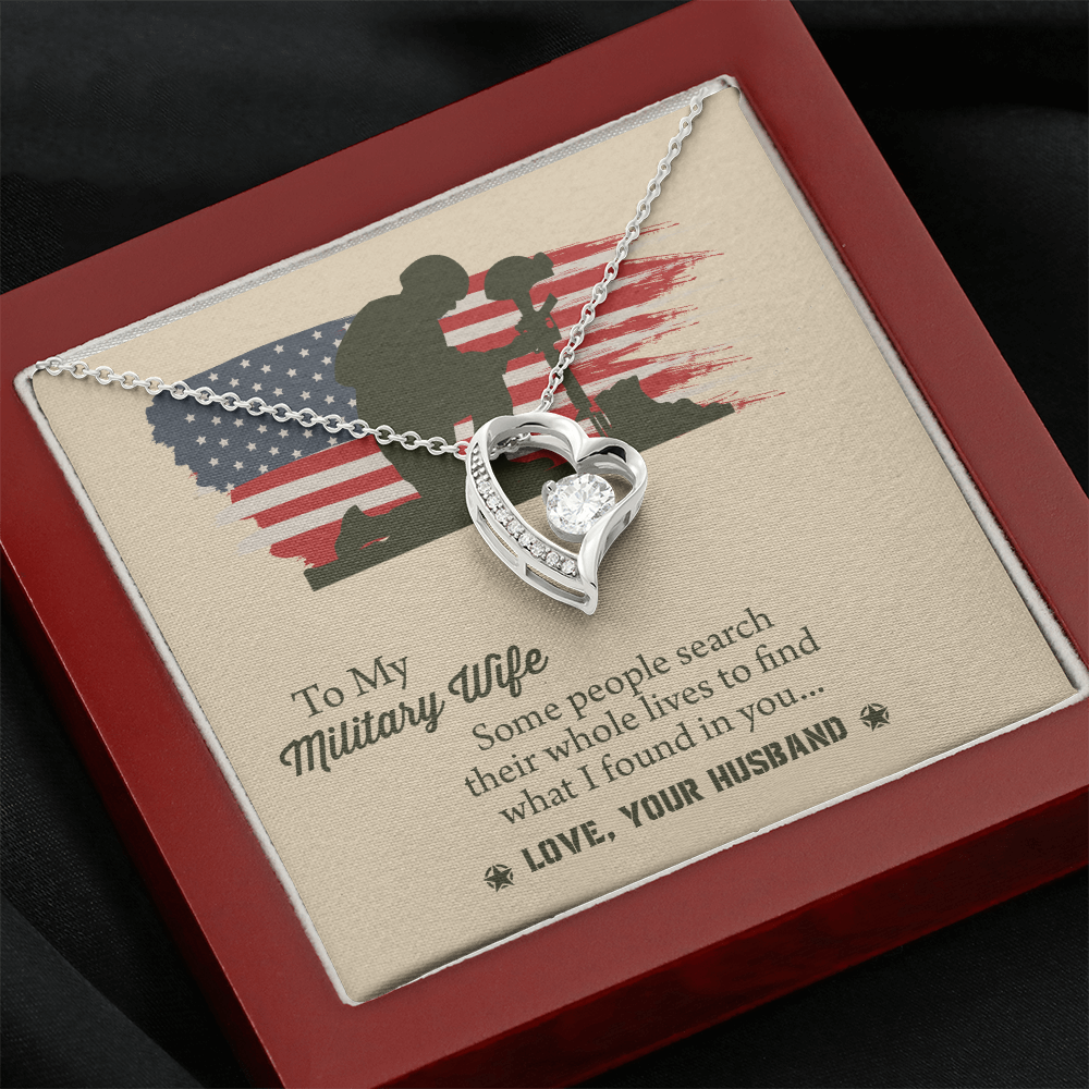 To My Military Wife Forever Love Necklace, Military Wife Gift, Gift from Husband to Wife, Anniversary Gift for Army Wife