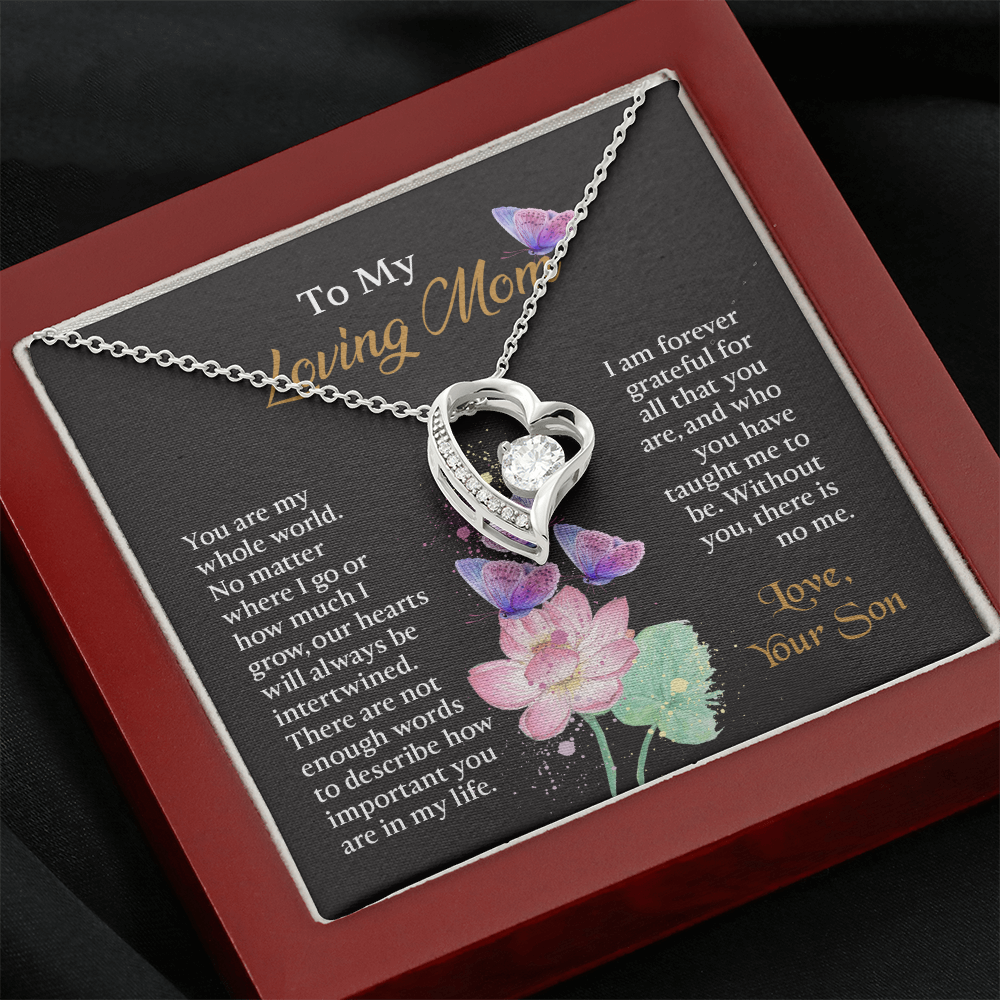 To My Mom Necklace, Mothers Day Necklace To Mom, Mom Birthday Gift from Son, Message Card Jewelry For Mom
