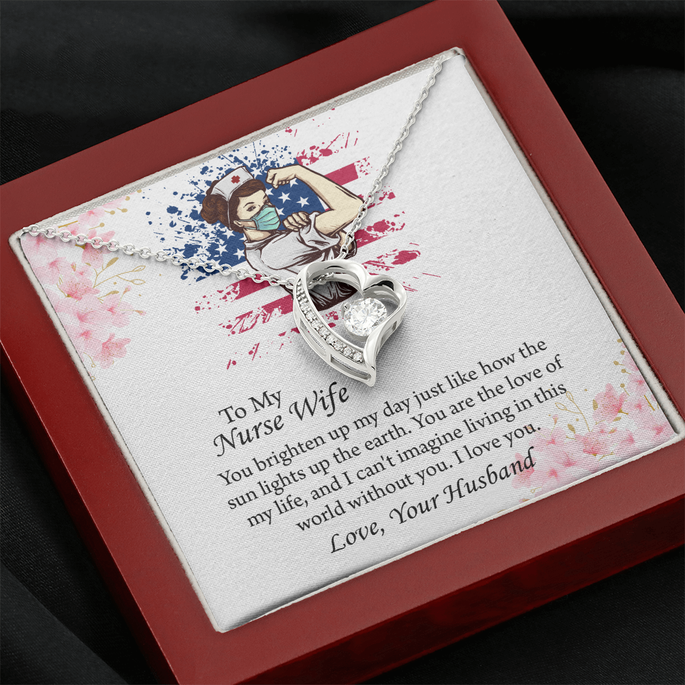 To My Nurse Wife Forever Love Necklace, Anniversary Gift for Wife, Wife Birthday Gift, Nurse Graduation Jewelry Gifts