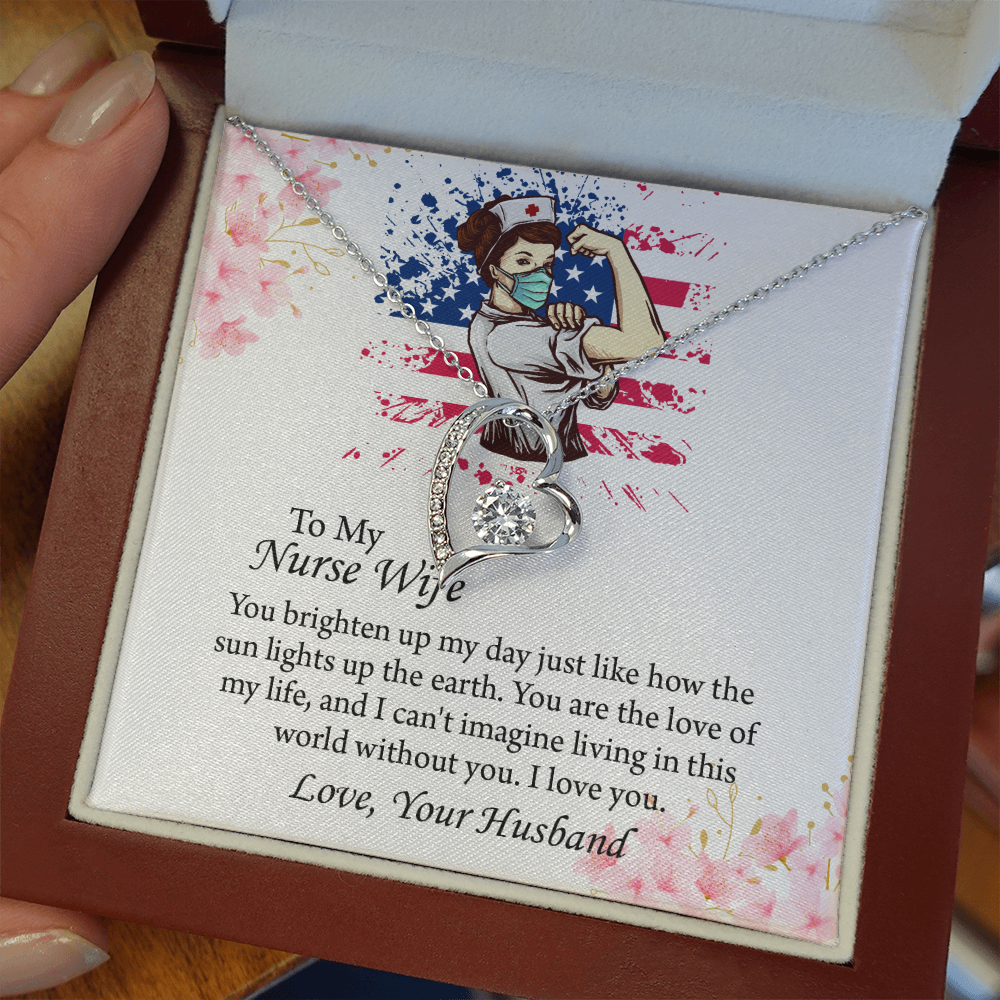 To My Nurse Wife Forever Love Necklace, Anniversary Gift for Wife, Wife Birthday Gift, Nurse Graduation Jewelry Gifts