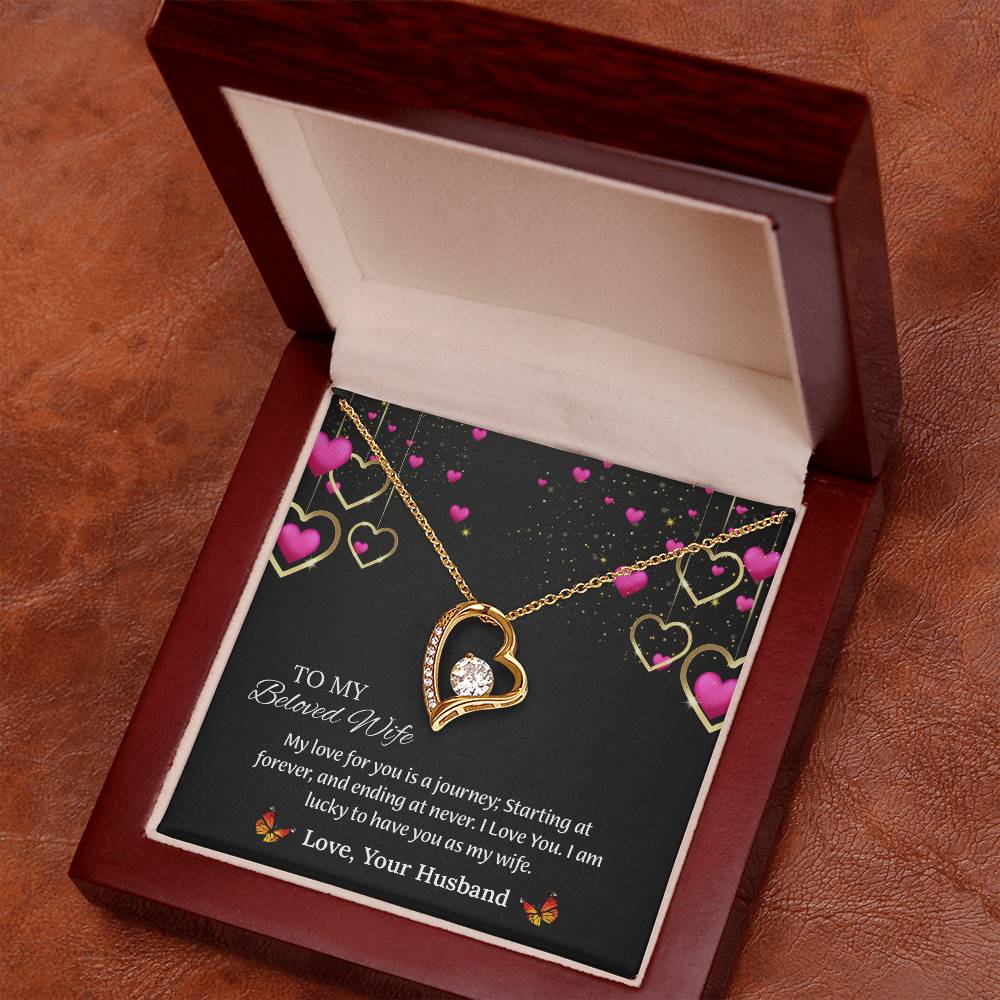 To My Beloved Wife Forever Love Necklace, Anniversary Gift For Wife, Wife Birthday Gift, Necklace For Wife