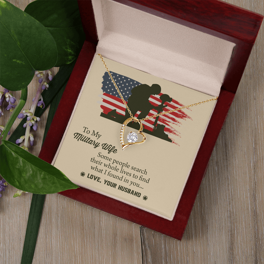 To My Military Wife Forever Love Necklace, Military Wife Gift, Gift from Husband to Wife, Anniversary Gift for Army Wife