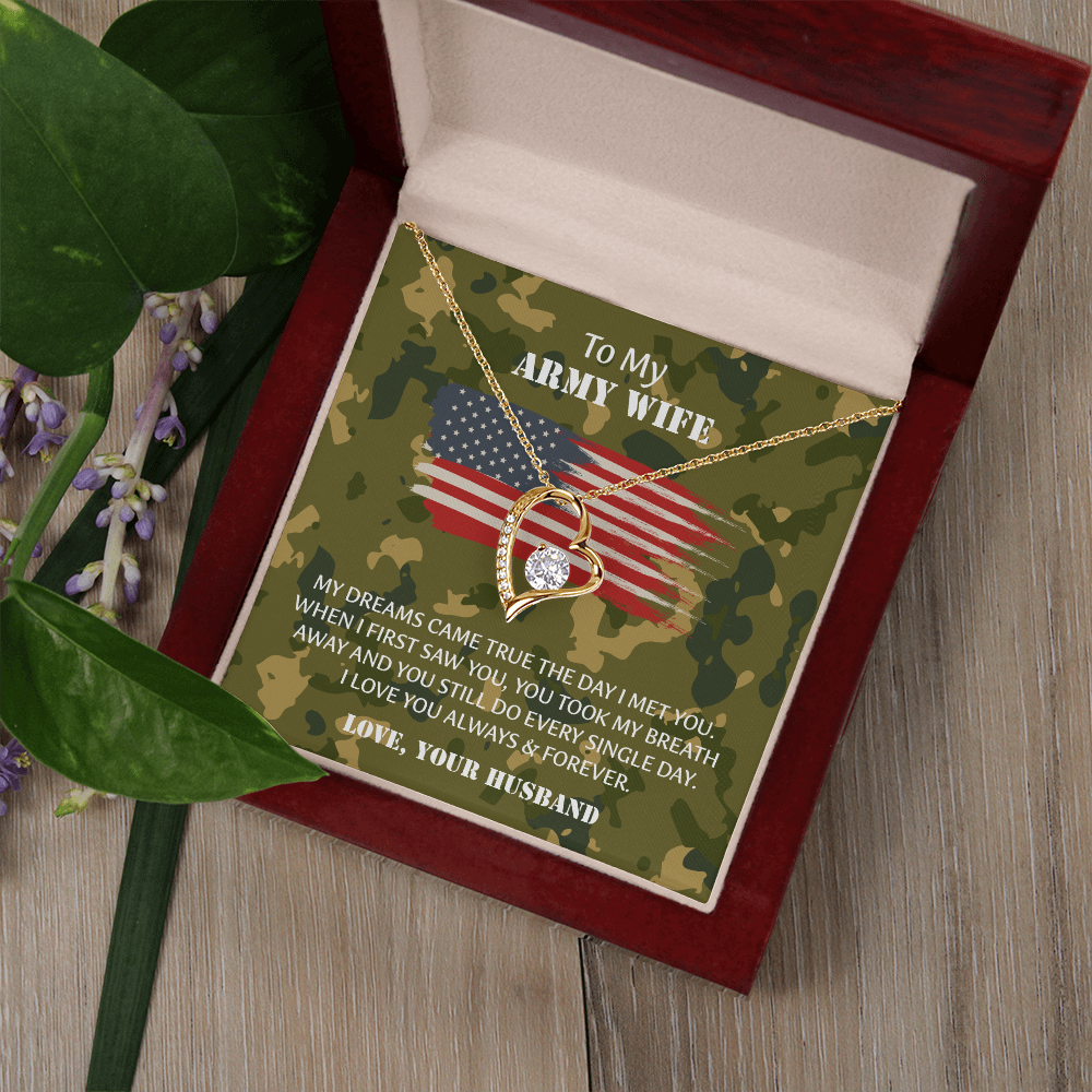 Army Wife Forever Love Necklace, Military Wife Gift, Gift from Husband to Wife, Anniversary Gift for Army Wife