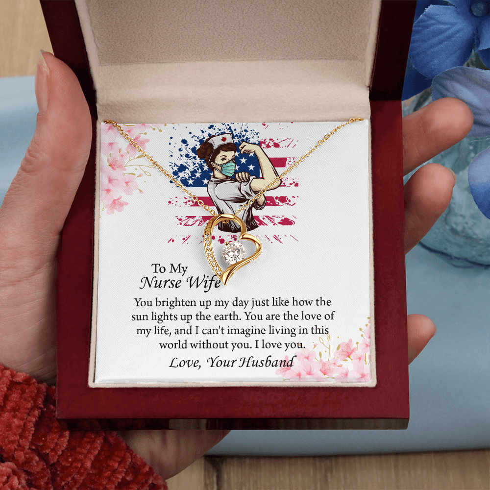 To My Nurse Wife Forever Love Necklace, Anniversary Gift for Wife, Wife Birthday Gift, Nurse Graduation Jewelry Gifts