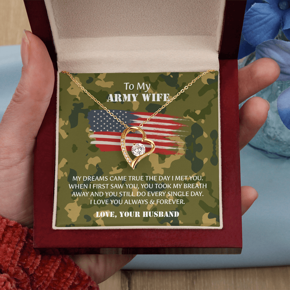 Army Wife Forever Love Necklace, Military Wife Gift, Gift from Husband to Wife, Anniversary Gift for Army Wife