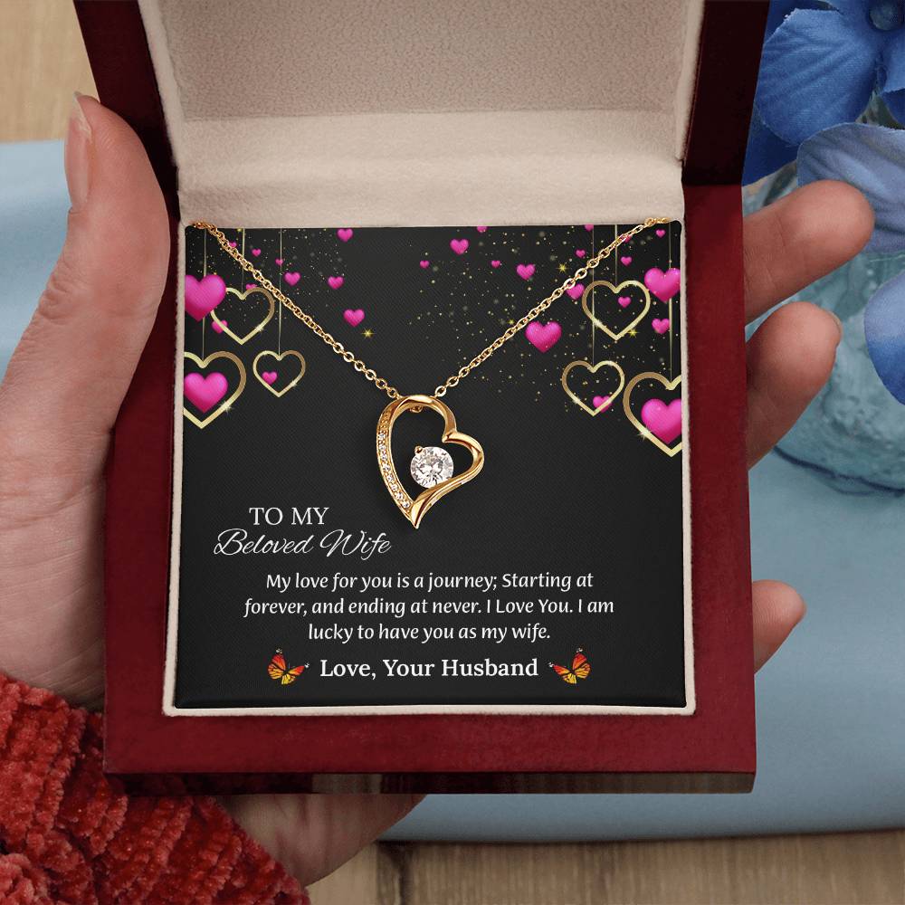 To My Beloved Wife Forever Love Necklace, Anniversary Gift For Wife, Wife Birthday Gift, Necklace For Wife