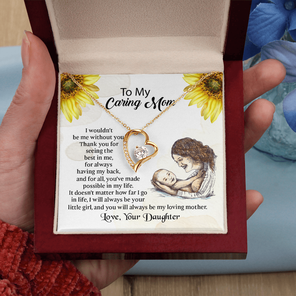 To My Mom Forever Love Necklace, Mothers Day Necklace, Mom Birthday Gift from Daughter, Message Card Jewelry For Mom