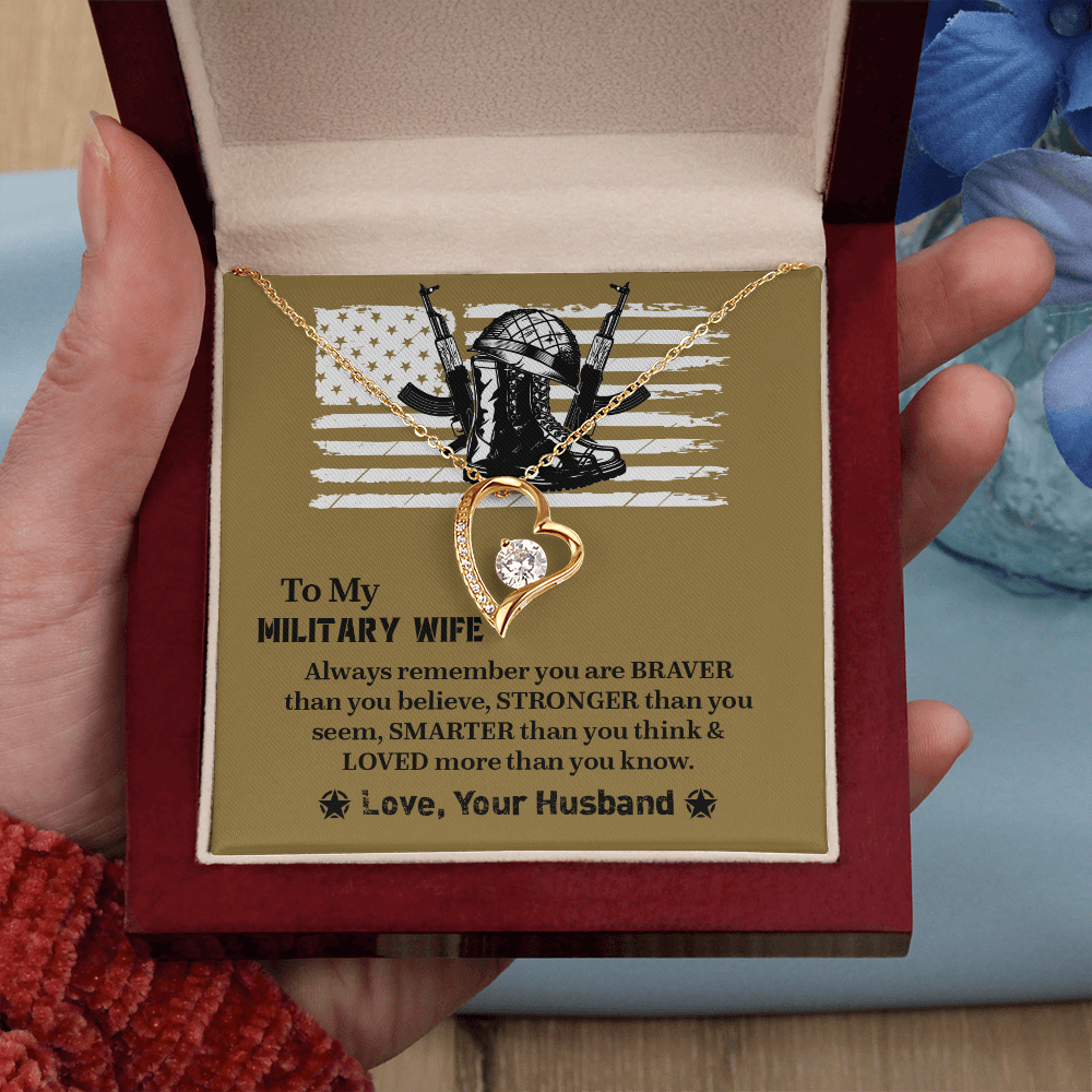 To My Military Wife Forever Love Necklace, Military Wife Gift, Gift from Husband to Wife, Anniversary Gift for Army Wife