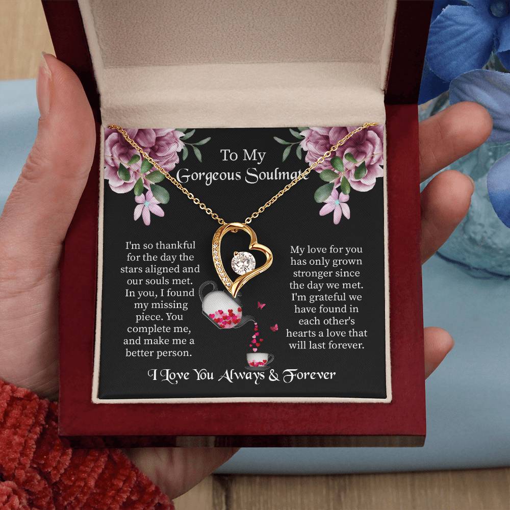 UNIDAZE To My Gorgeous Soulmate Necklace, Soulmate Gift, Soulmate Necklace, Gift For Her, Fiancée Gift, Anniversary Necklace, Gift for Wife. ShineOn Fulfillment C30025TG C30025TR lx-C30025 PB23-WOOD PT-781 TNM-1 USER-188348