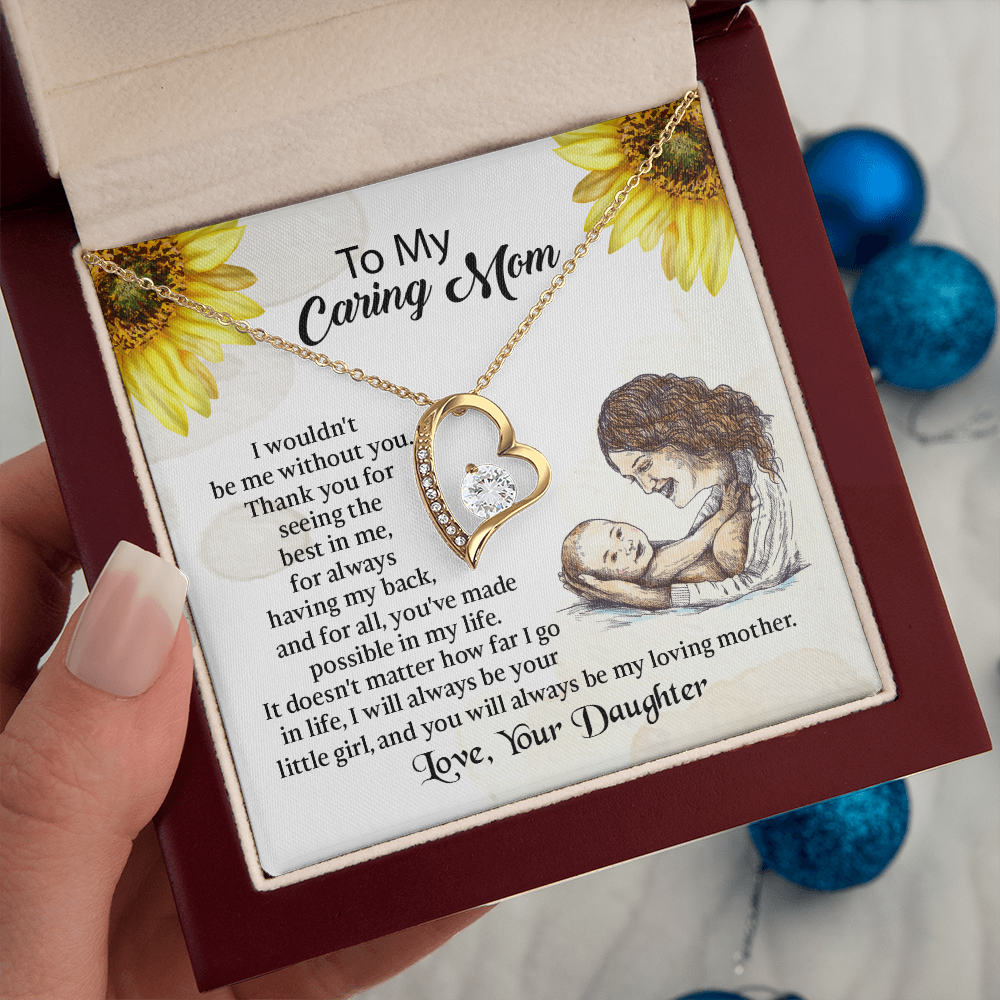 To My Mom Forever Love Necklace, Mothers Day Necklace, Mom Birthday Gift from Daughter, Message Card Jewelry For Mom