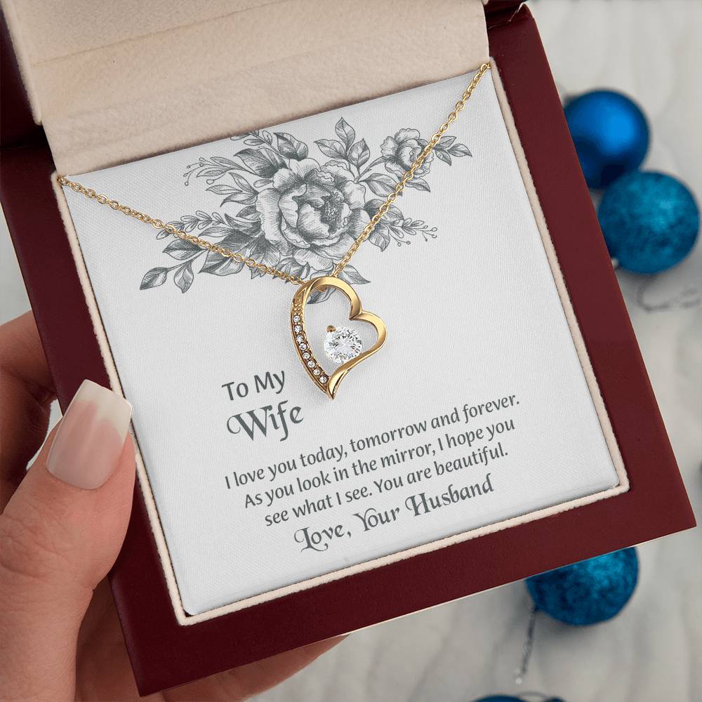 To My Wife Forever Love Necklace, Necklace For Wife, Anniversary Gift For Wife, Wife Birthday Gift