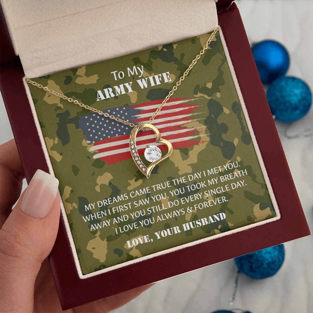 Army Wife Forever Love Necklace, Military Wife Gift, Gift from Husband to Wife, Anniversary Gift for Army Wife