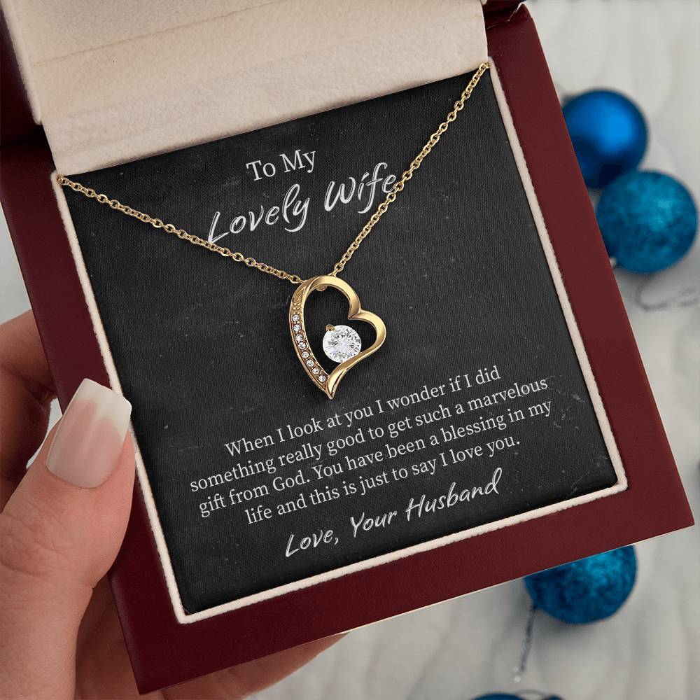 My Lovely Wife Forever Love Necklace, Romantic Anniversary Gift for Wife, Wife Birthday Gift, Necklace for Wife