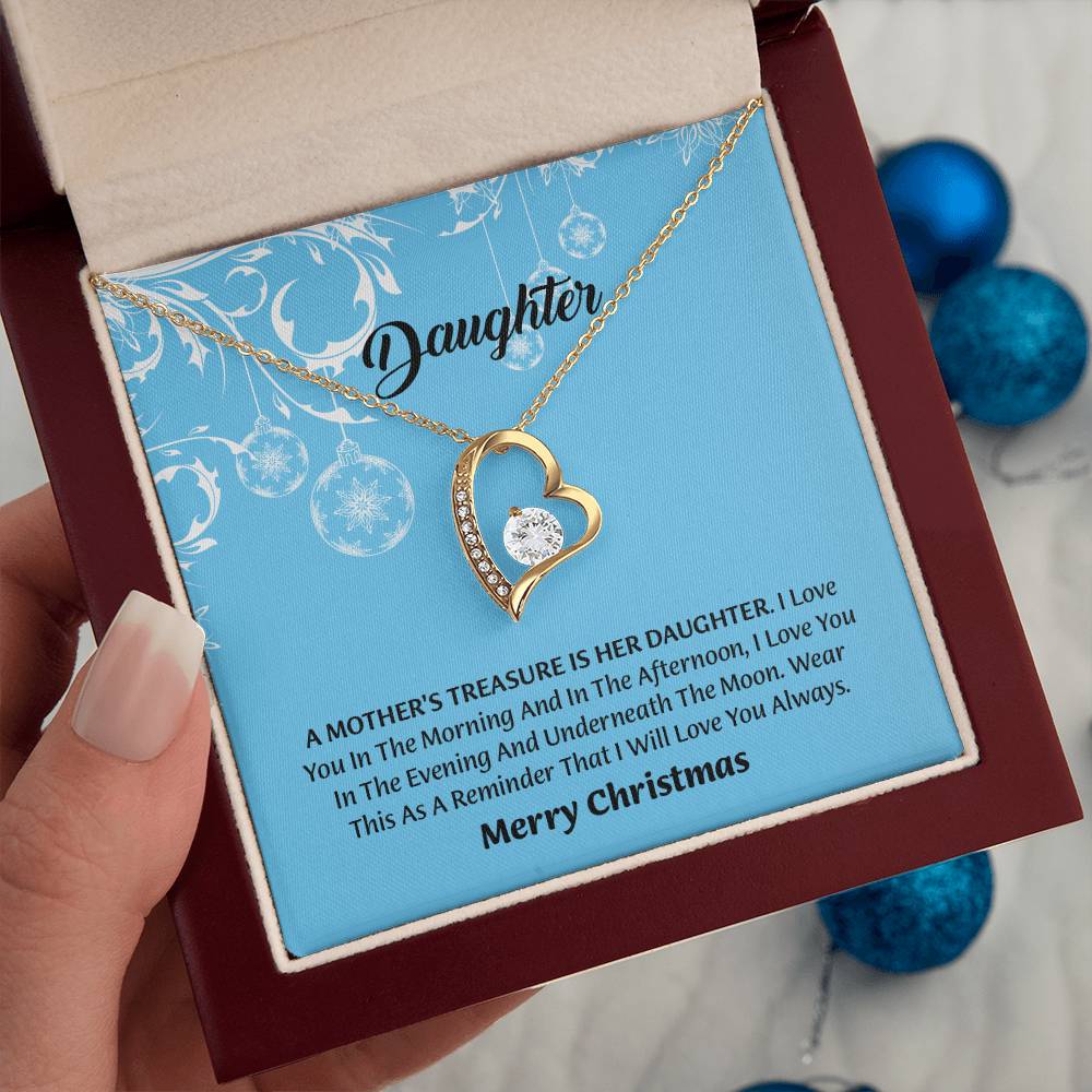 Daughter Forever Love Necklace, Mother Daughter Gift, Christmas Necklace Gift, Birthday Gift To Daughter From Dad