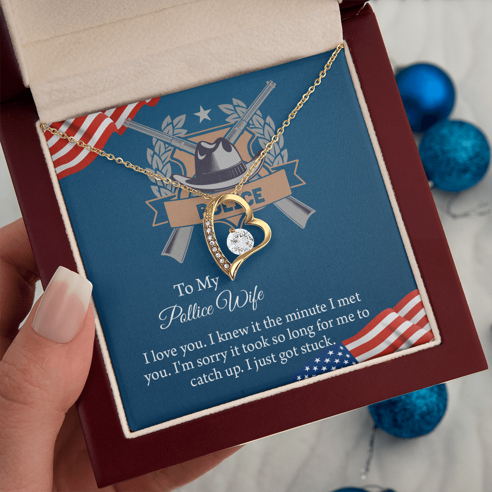 To My Police Wife Forever Love Necklace, Gift for Police Officer Wife, Police Wife Anniversary Present, Husband To Wife Birthday Gifts