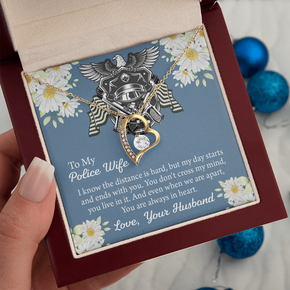 To My Police Wife Forever Love Necklace, Gift for Police Officer Wife, Police Wife Anniversary Present, Husband To Wife Birthday Gifts