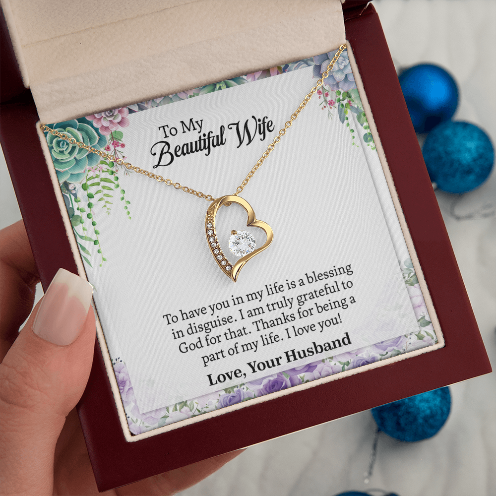 Heart To My Wife Necklace, Anniversary Gift For Wife, Wife Birthday Gift, Necklace For Wife, Wife Sentimental Gift