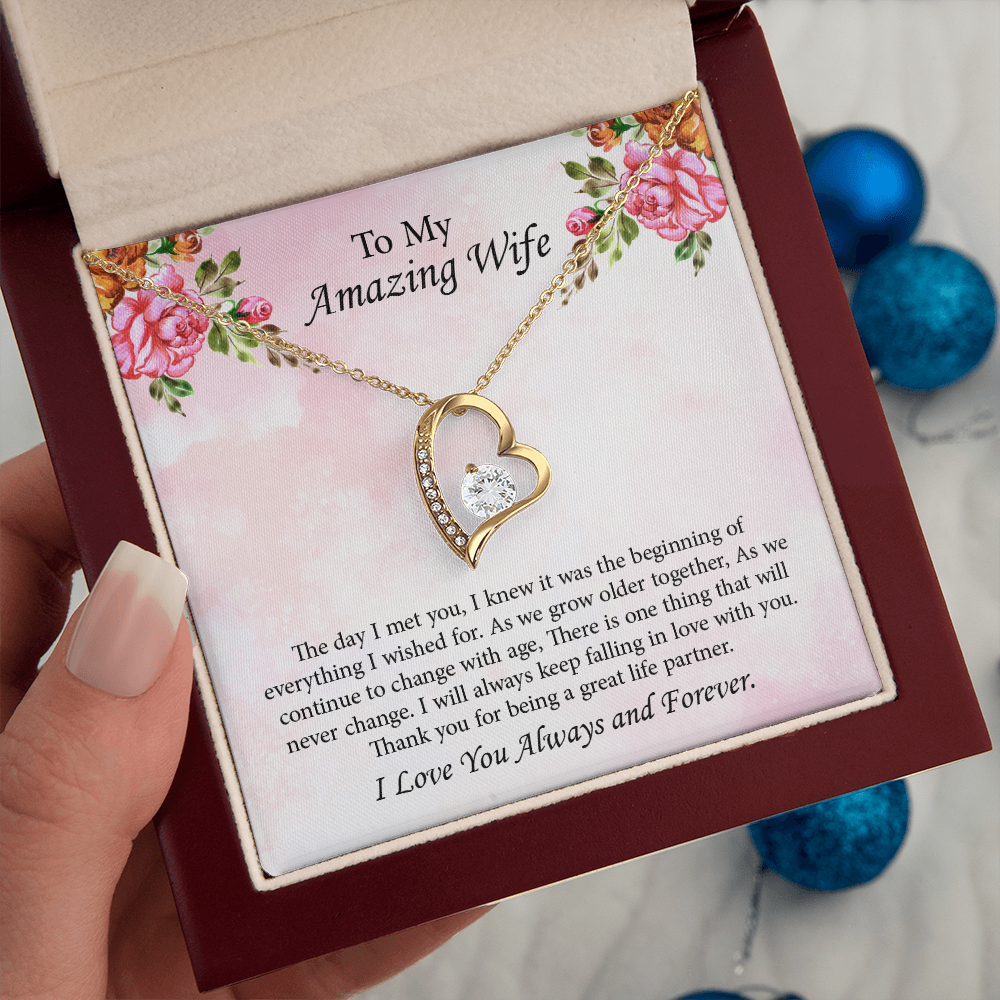 To My Amazing Wife Forever Love Necklace, Wife Jewelry, Anniversary Gift for Wife, Wife Birthday Gift, Necklace for Wife