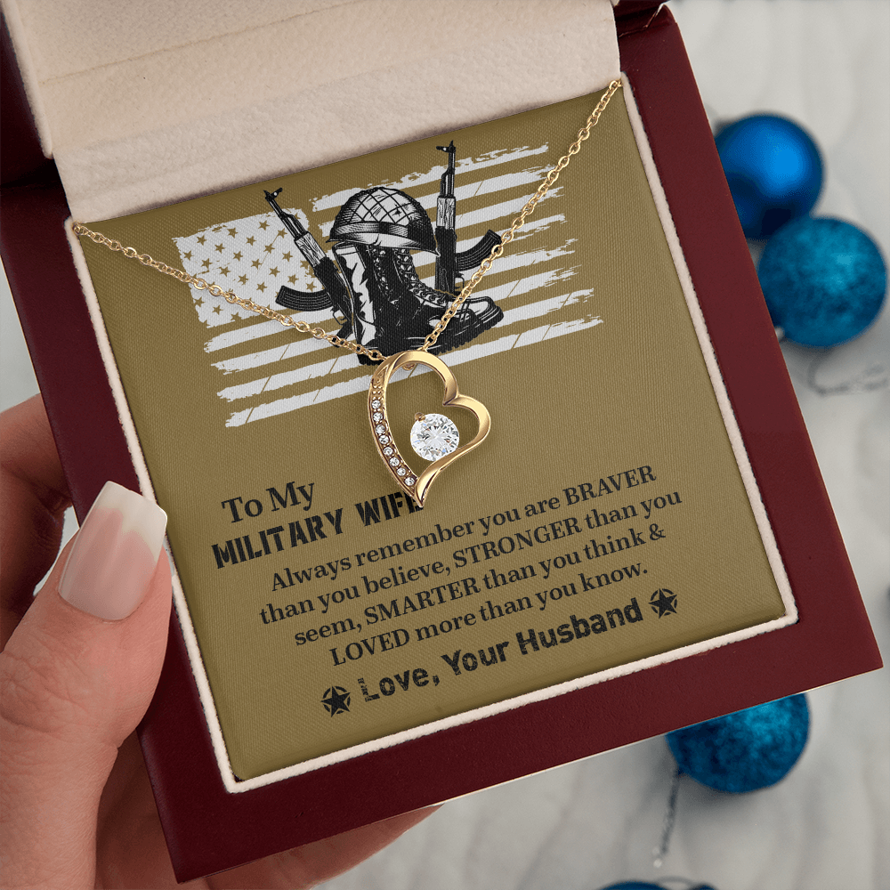 To My Military Wife Forever Love Necklace, Military Wife Gift, Gift from Husband to Wife, Anniversary Gift for Army Wife