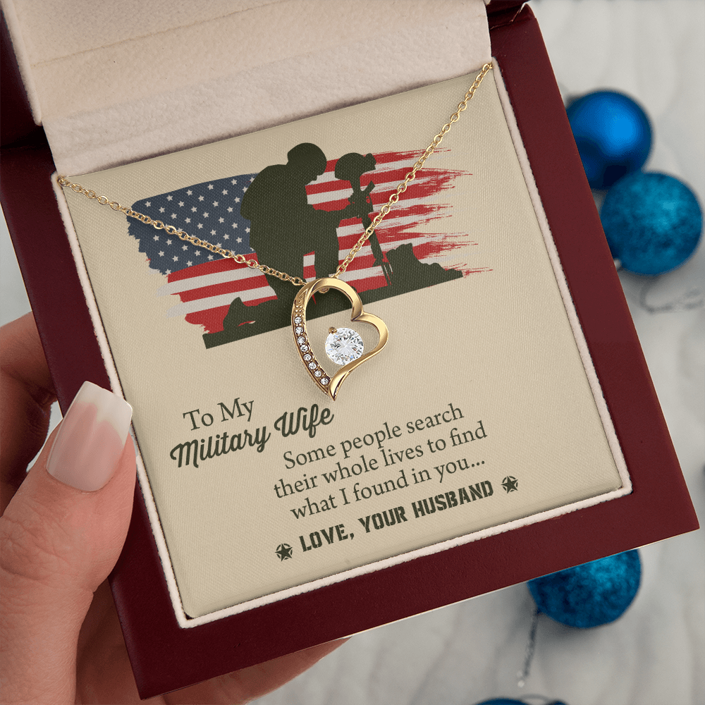 To My Military Wife Forever Love Necklace, Military Wife Gift, Gift from Husband to Wife, Anniversary Gift for Army Wife