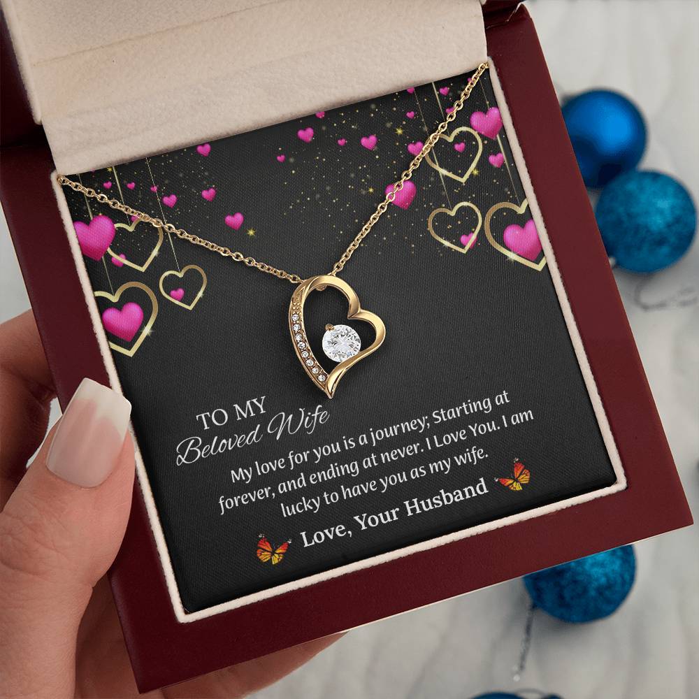 To My Beloved Wife Forever Love Necklace, Anniversary Gift For Wife, Wife Birthday Gift, Necklace For Wife