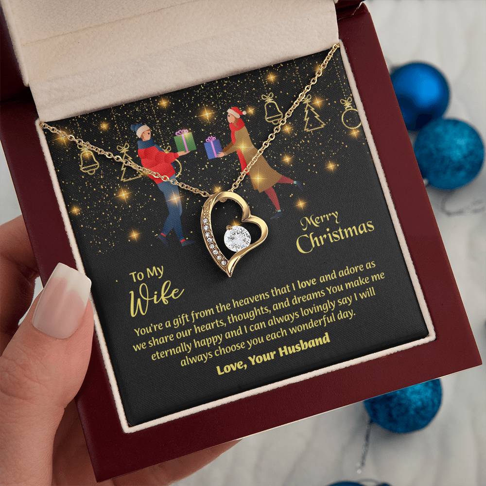 To My Wife Necklace, Love Message Card For Christmas Occasion, Sentimental Gift For Wife, Meaningful Gift For Her, Romantic Jewelry For Wife