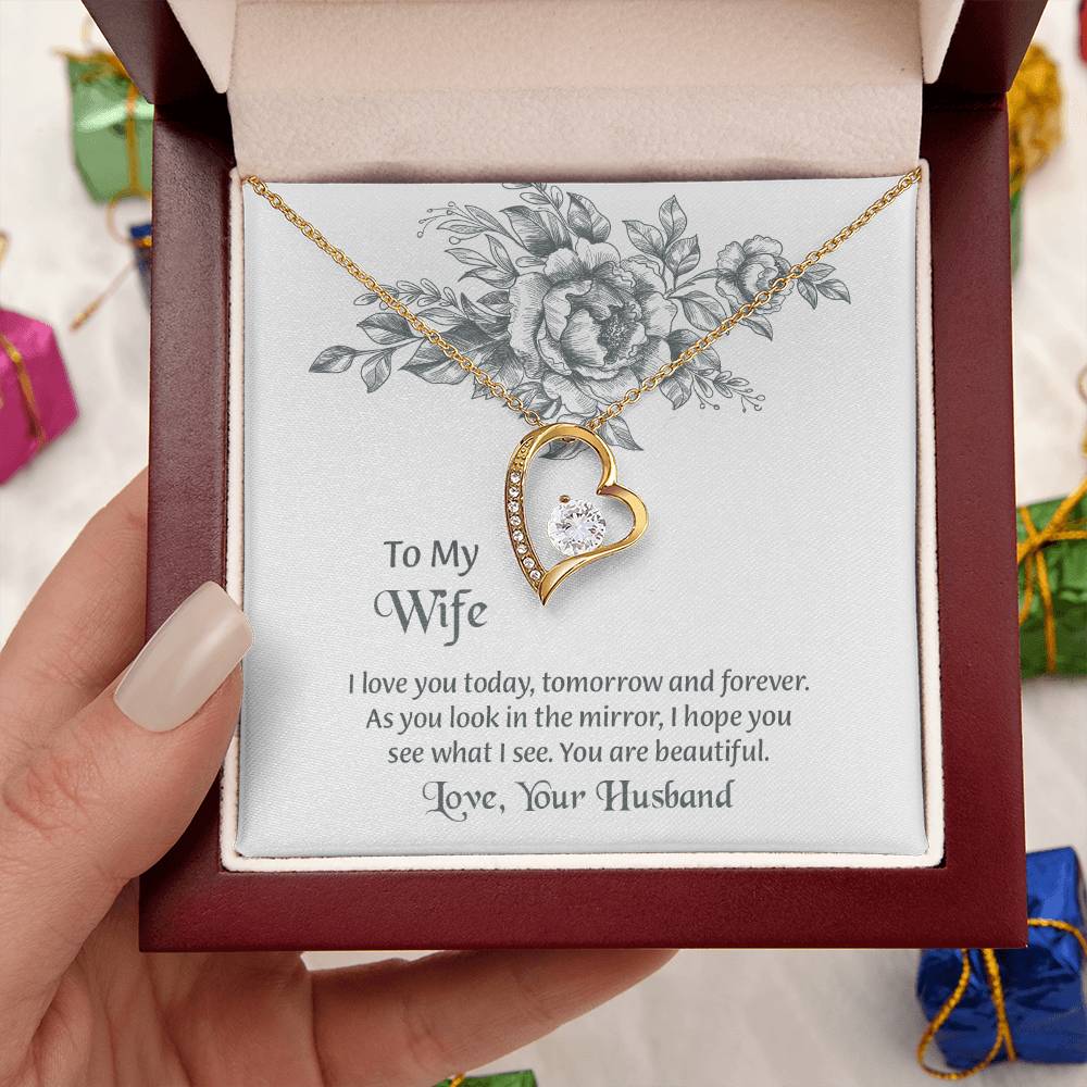 To My Wife Forever Love Necklace, Necklace For Wife, Anniversary Gift For Wife, Wife Birthday Gift