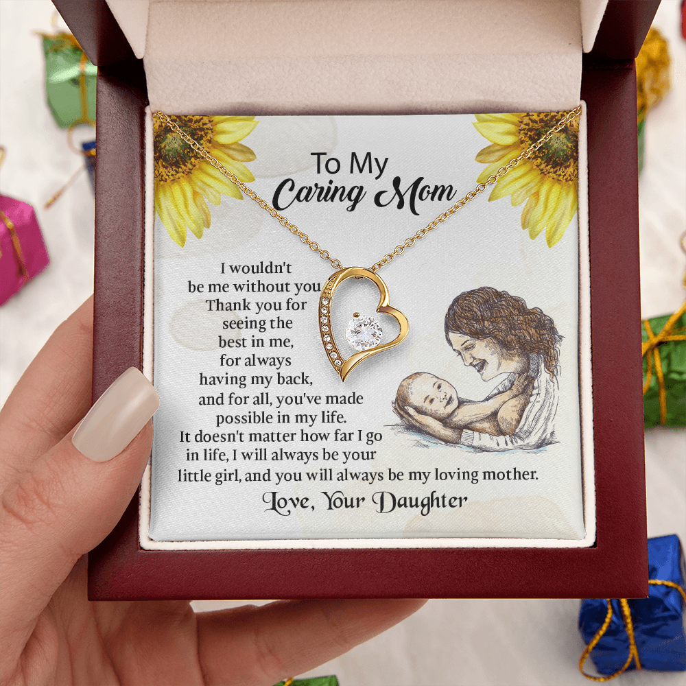 To My Mom Forever Love Necklace, Mothers Day Necklace, Mom Birthday Gift from Daughter, Message Card Jewelry For Mom