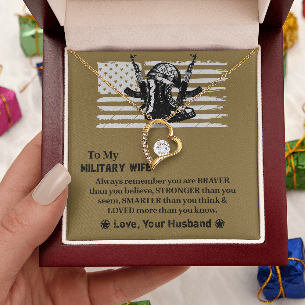 To My Military Wife Forever Love Necklace, Military Wife Gift, Gift from Husband to Wife, Anniversary Gift for Army Wife