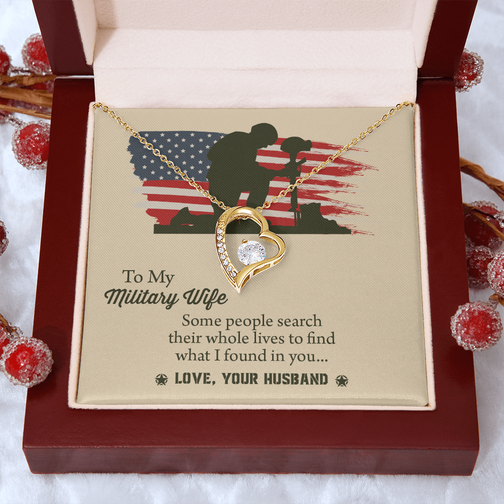 To My Military Wife Forever Love Necklace, Military Wife Gift, Gift from Husband to Wife, Anniversary Gift for Army Wife