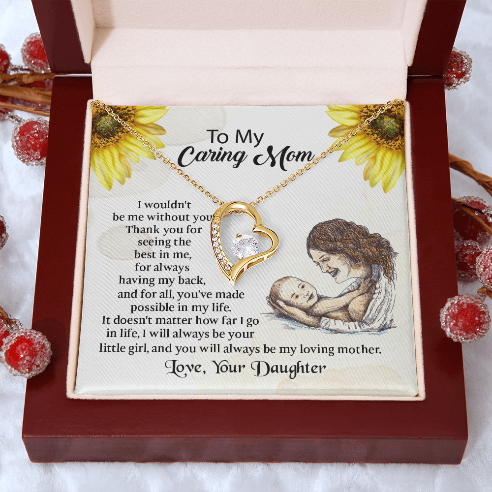 To My Mom Forever Love Necklace, Mothers Day Necklace, Mom Birthday Gift from Daughter, Message Card Jewelry For Mom