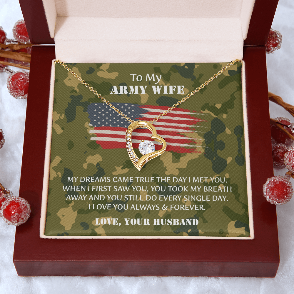 Army Wife Forever Love Necklace, Military Wife Gift, Gift from Husband to Wife, Anniversary Gift for Army Wife