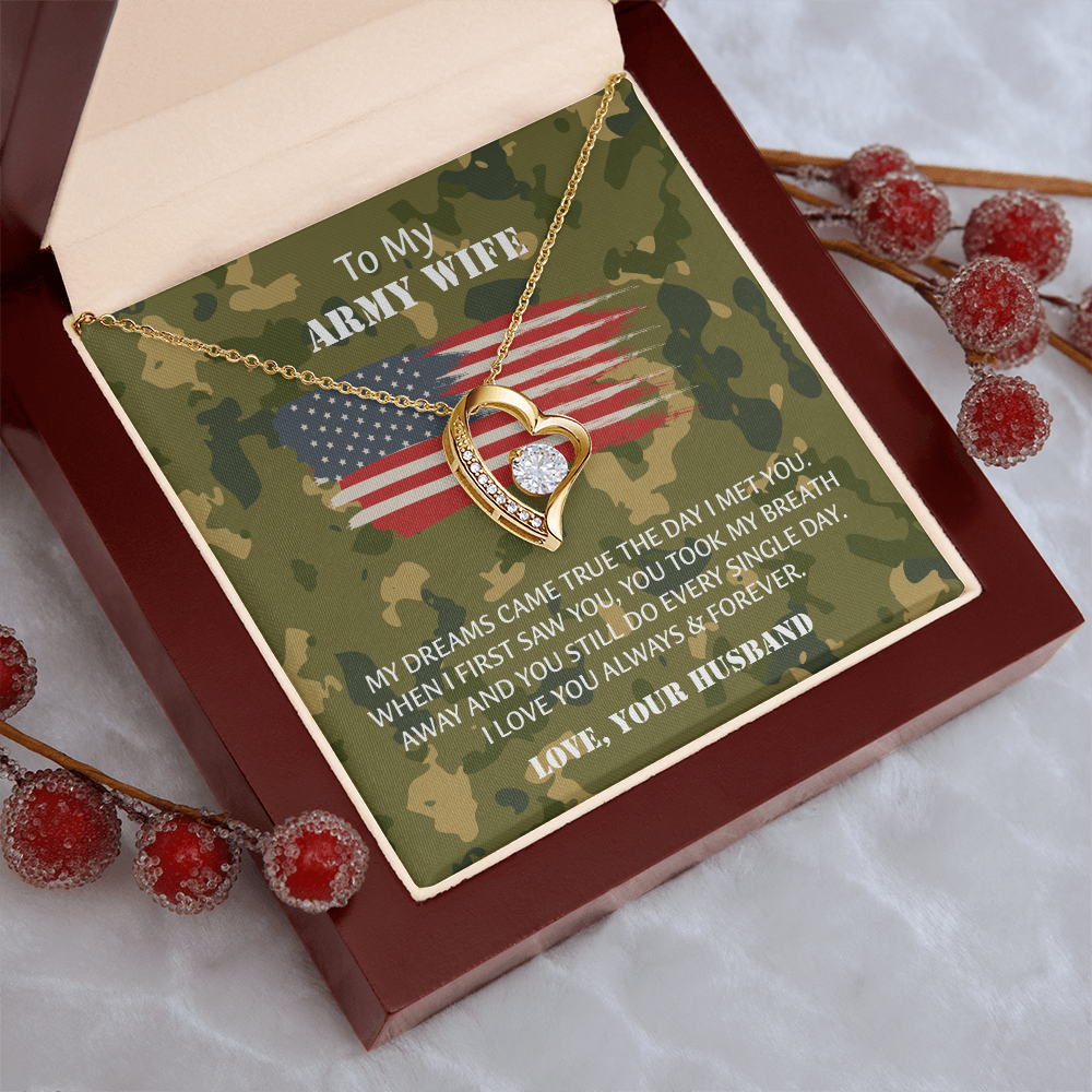 Army Wife Forever Love Necklace, Military Wife Gift, Gift from Husband to Wife, Anniversary Gift for Army Wife