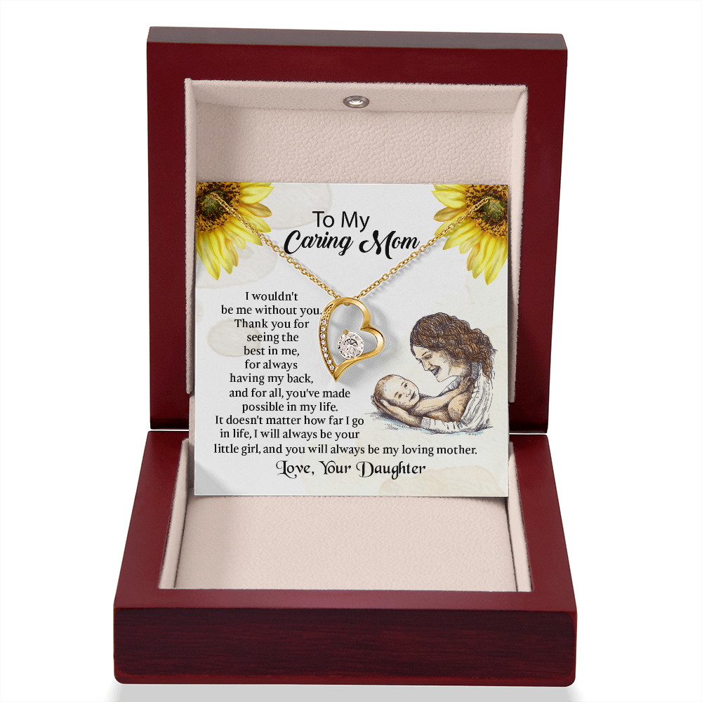 To My Mom Forever Love Necklace, Mothers Day Necklace, Mom Birthday Gift from Daughter, Message Card Jewelry For Mom