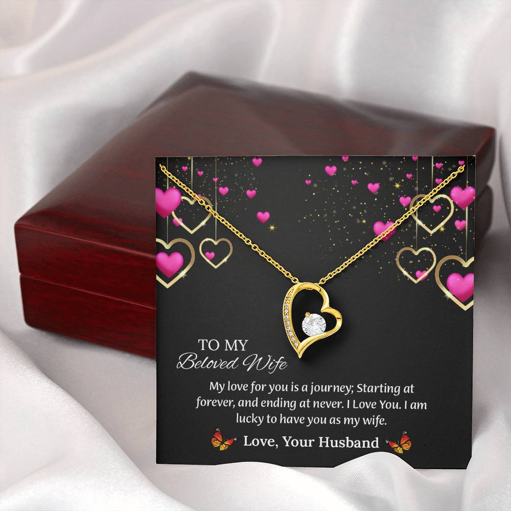 To My Beloved Wife Forever Love Necklace, Anniversary Gift For Wife, Wife Birthday Gift, Necklace For Wife